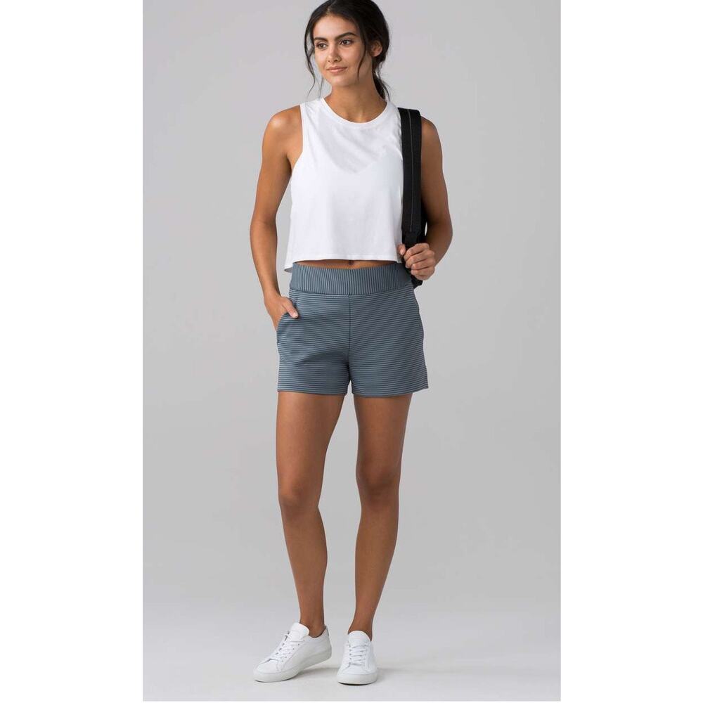NWT Lululemon Shape Shorts 3” Sterling Grey and Black Stripe Shorts _ Size 4